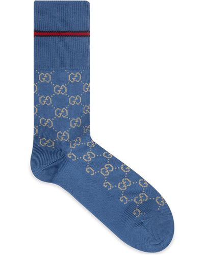 Gucci GG Cotton Blend Socks - Blue