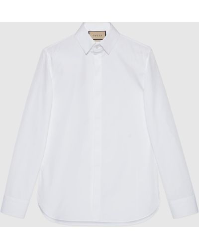 Gucci ダブルg コットンシルク シャツ, Size 15+, ホワイト, ウェア