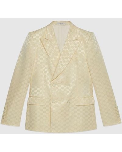 Gucci GG Cotton Viscose Formal Jacket - Natural