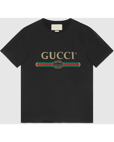 Gucci Distressed Fake Logo T Shirt - Black