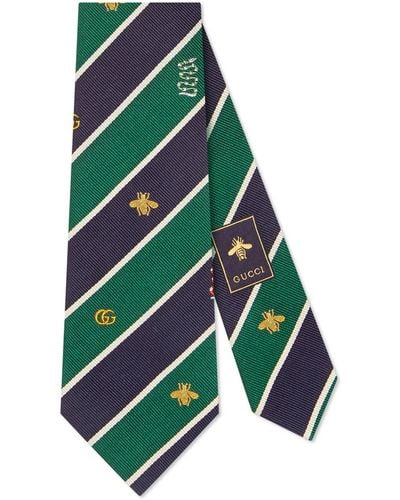 Gucci Symbols Motif Silk Tie - Green