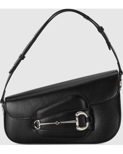 Gucci 〔グッチ ホースビット 1955〕スモール ショルダーバッグ, ブラック, Leather