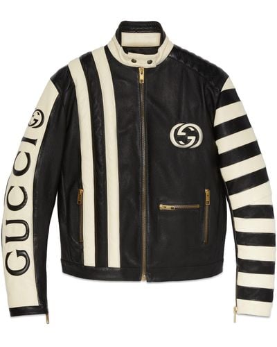 Gucci Dapper Dan Leather Jacket Bomber GG Gold Sz S