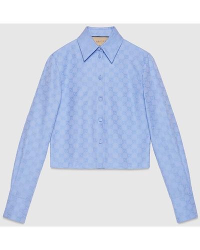Gucci GG Supreme Oxford Cotton Shirt - Blue