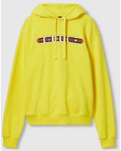 Gucci Cotton Jersey Hooded Sweatshirt - Yellow