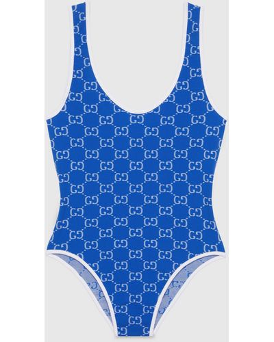 Gucci GG Tubular Jersey Jacquard Swimsuit - Blue