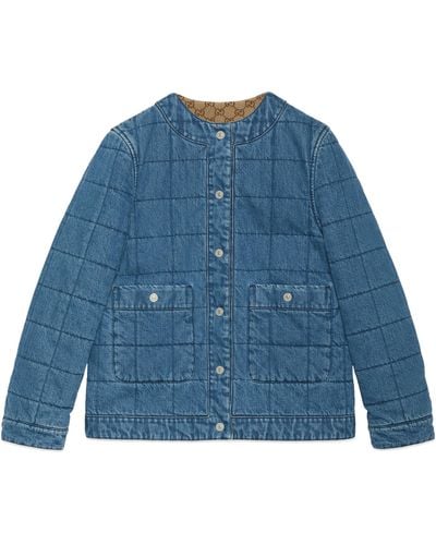 Gucci Reversible Monogram-pattern Denim Jacket - Blue
