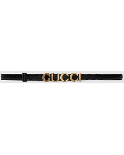 Gucci Buckle Thin Belt - Black