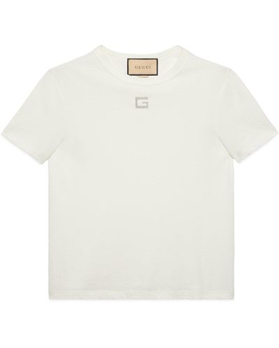 Gucci Cotton Jersey T-shirt With Crystal G - White