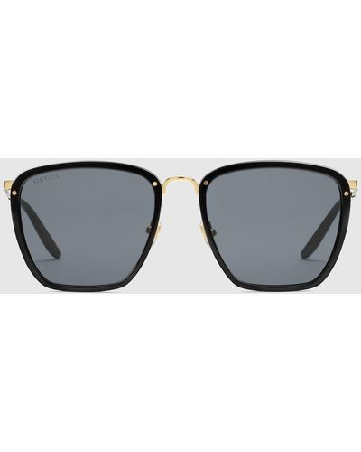 Gucci Square Acetate And Metal Sunglasses - Black