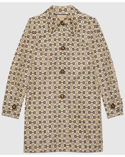 Gucci Horsebit-pattern Shell Coat - Brown