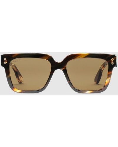 Gucci Rectangular Frame Sunglasses - Brown