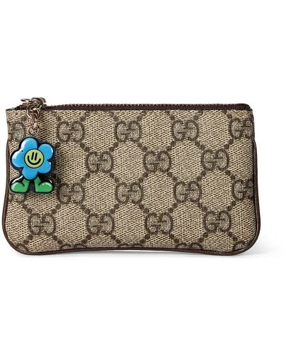 Gucci GG Key Case With Flower Charm - Natural