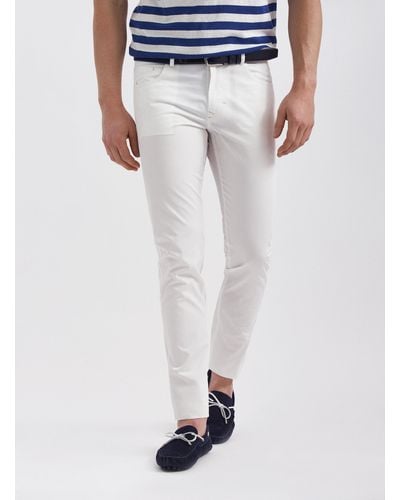 Gutteridge Pantalones de 5 bolsillos en sarga de algodón ligero - Azul