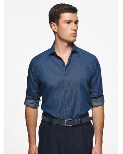 Gutteridge Camicia in cotone chambray - Blu