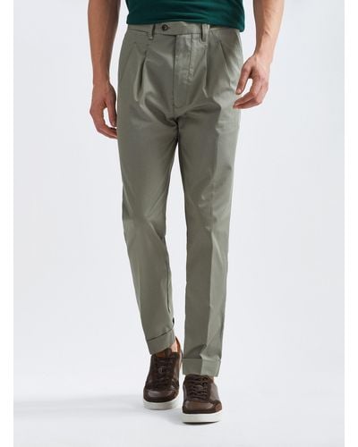 Gutteridge Pantalones de doble pinza en sarga ligera - Verde