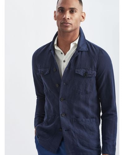 Gutteridge Giacca camicia in misto lino - Blu