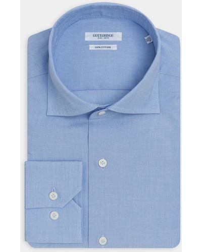 Gutteridge Camicia slim fit in cotone fil a fil - Blu