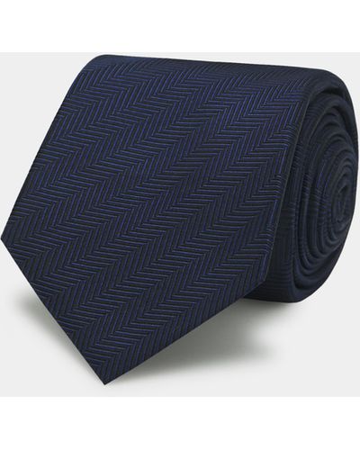 Gutteridge Corbata de seda en espiga - Azul