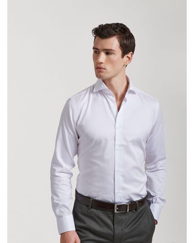 Gutteridge Camicia slim fit in twill di cotone - Bianco