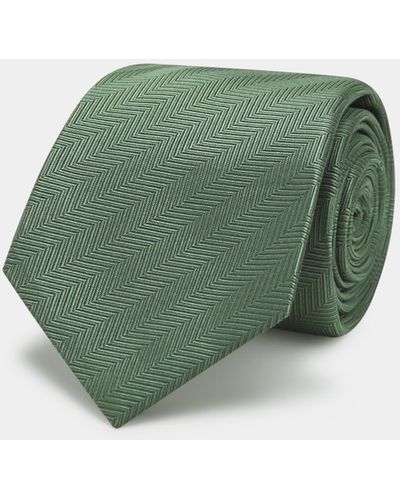 Gutteridge Corbata de seda en espiga - Verde