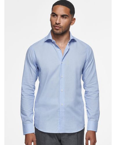 Gutteridge Camicia in cotone fil a fil - Blu