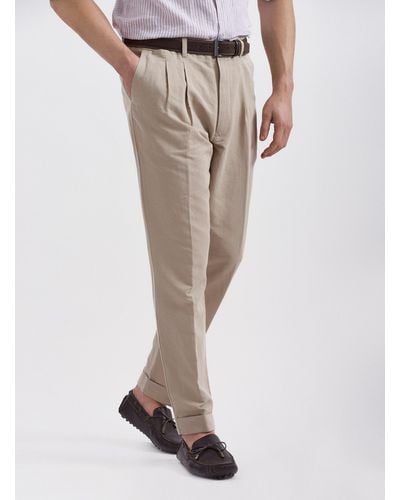 Gutteridge Pantalones con pinzas de lino y algodón - Multicolor