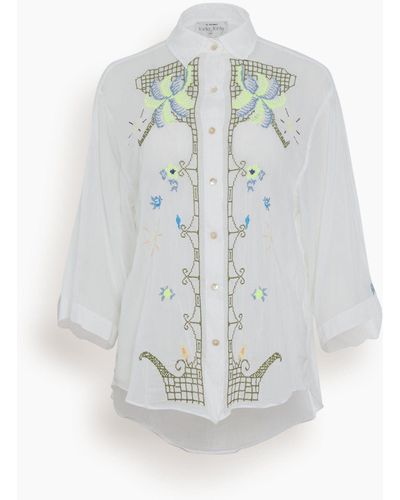 Forte Forte Eden Embroidery Voile Half Sleeve Shirt - White