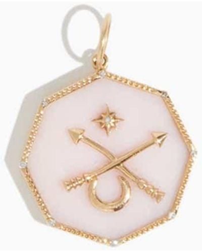 Theodosia Pink Opal Crossed Arrow Pendant - White