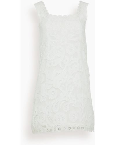 Sea Lovina Embroidery Tank Dress - White
