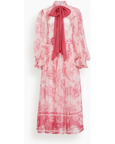 LEO LIN Cassie Tie Neck Midi Dress - Pink
