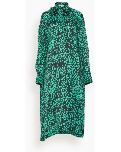 Christian Wijnants Oversized Shirt Dress With Gathered Neckline And Bow - Green