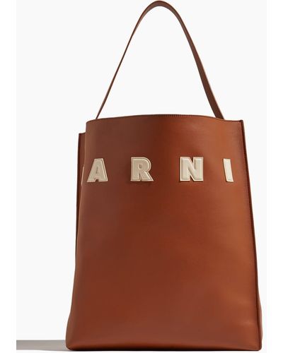 Marni Museo Hobo Bag With Patches - Brown