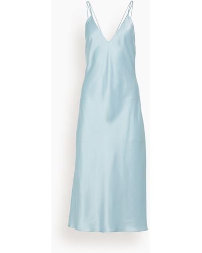 DANNIJO Deep V Multi Strap Midi Slip Dress - Blue