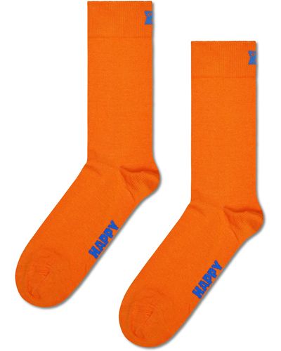 Happy Socks Orange Solid Crew Sock