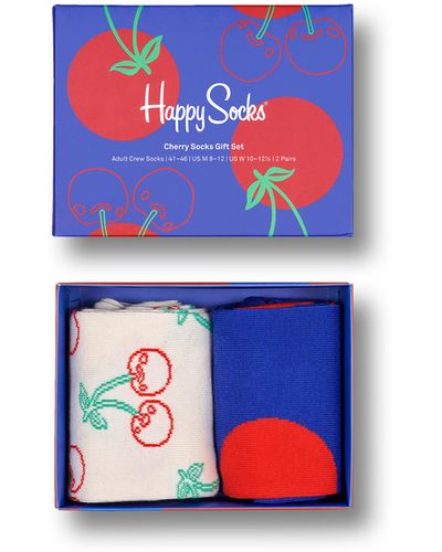 Happy Socks Cherries 2er-Pack Socken Geschenkset - Blau