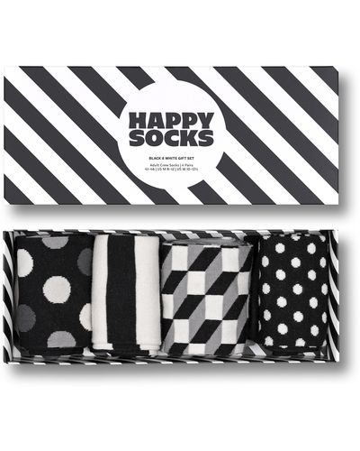 Happy Socks 4-Pack Classic Black & White Socks Gift Set - Schwarz