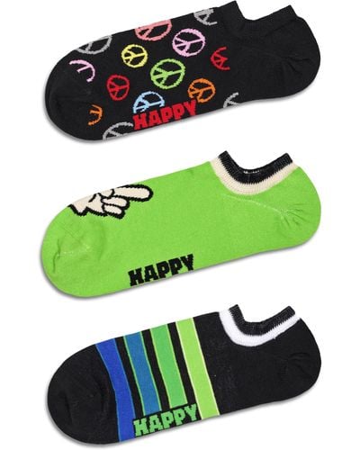 Happy Socks Schwarzer 3er-Pack Peace Sign Socken ohne Aufdruck - Grün