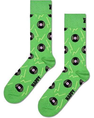 Happy Socks Grüne Vinyl Green Crew Socken