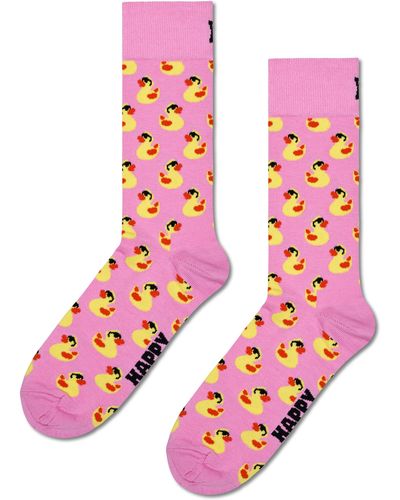 Happy Socks Rosa Rubber Duck Crew Socken - Pink