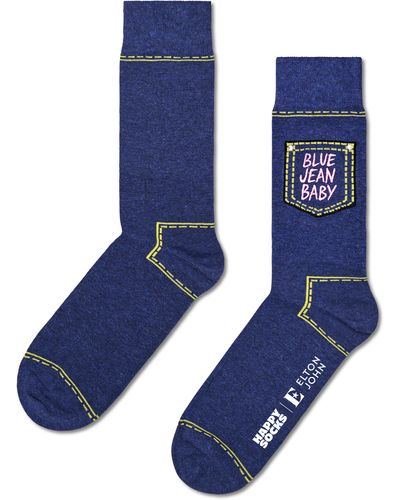 Happy Socks Blaue Blue Jean Baby Crew Socken