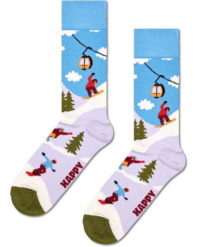 Happy Socks Hellblaue Snowboard Crew Socken