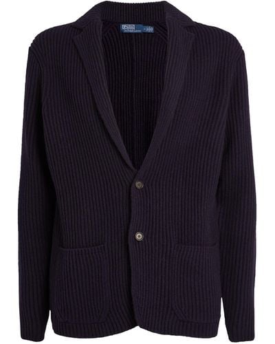 Polo Ralph Lauren Wool-blend Notch-collar Cardigan - Blue
