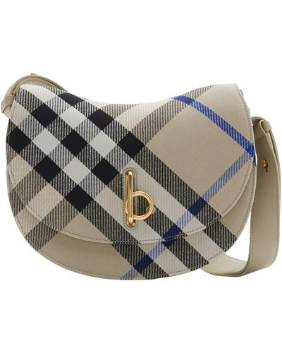 Burberry Medium Check Rocking Horse Cross-body Bag - Gray