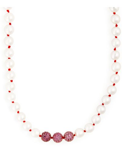 Emily P. Wheeler Rose Gold And Sapphire Layering Pearls Necklace - Pink