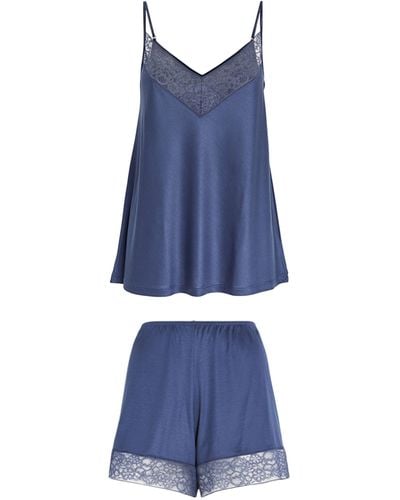 Zimmerli of Switzerland Silk Dreams Pajama Shorts - Blue