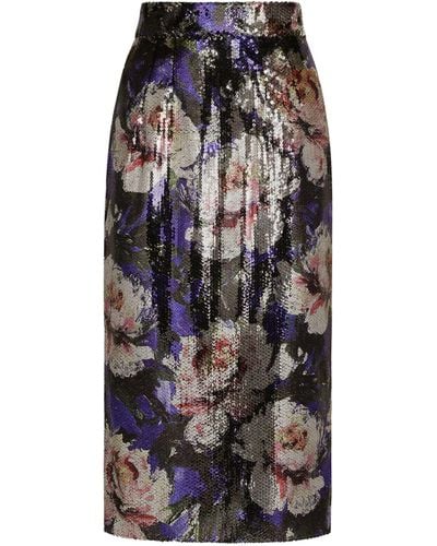 Dolce & Gabbana Sequinned Floral Skirt - Black