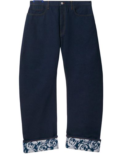 Burberry Rose-detail Wide-leg Jeans - Blue