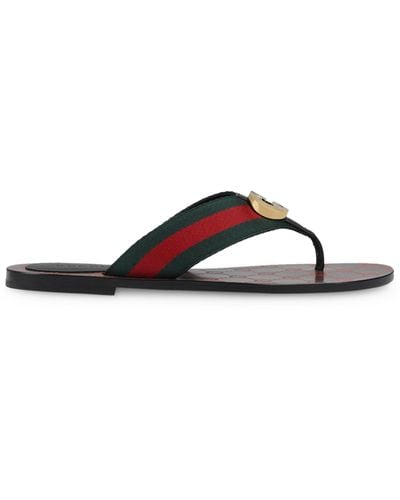Gucci Interlocking G Web Stripe Sandals - Black