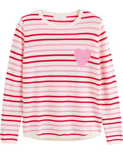 Chinti & Parker Wool-cashmere Striped Brenton Sweater - Pink